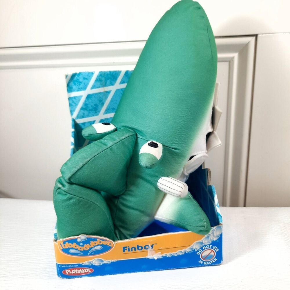 Vintage NEW Playskool‎ Rubbadubbers Finbar shark plush 2003 w/ box stuffed toy